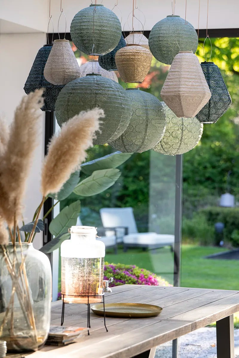 Solar Lampion Folia lang oval light taupe