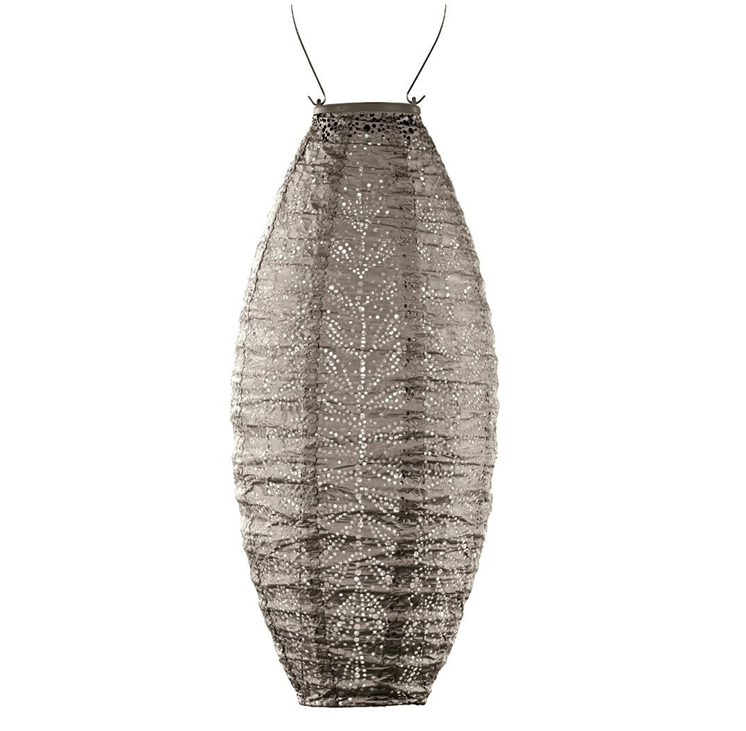 Solar Lampion Folia lang oval taupe