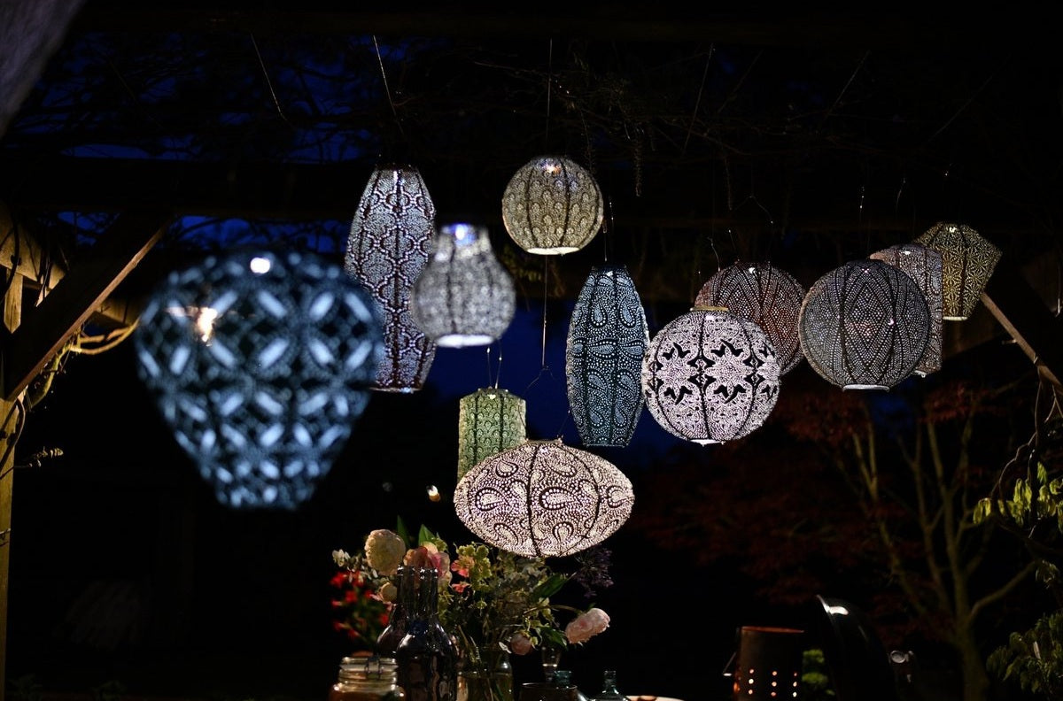 Solar Lampion Sashiko rund Mocha Mousse