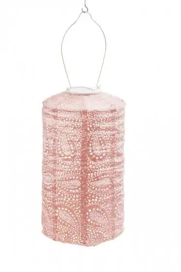 Solar Lampion Paisley Zylinder klein rosa