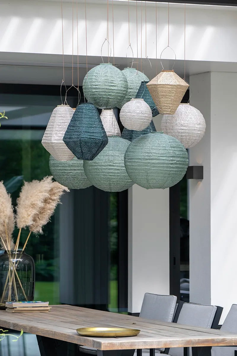 Solar Lampion Folia rund graublau
