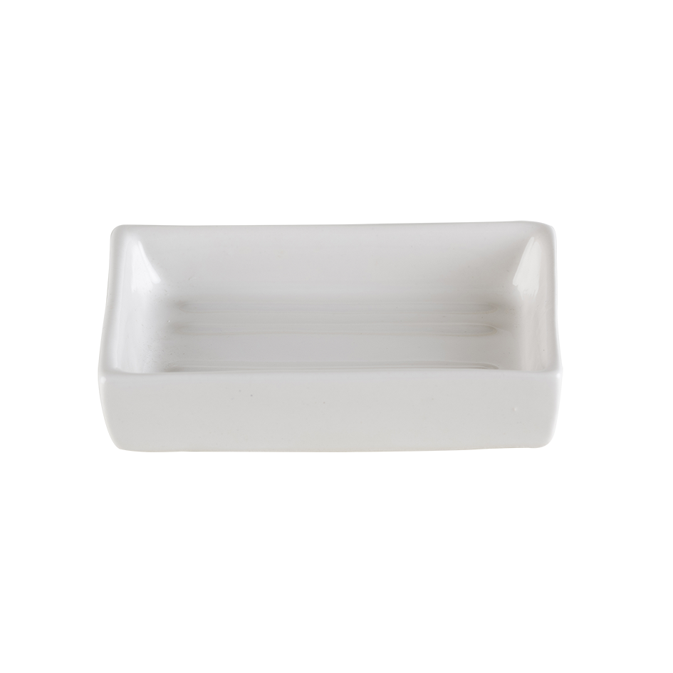 Seifenschale eckig mit Rillen weiss 10x8x2.8cm