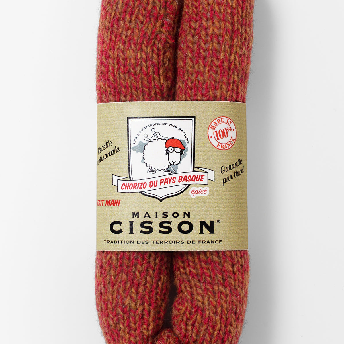 Wurst gestrickt "Le chorizo épicé du pays basque"